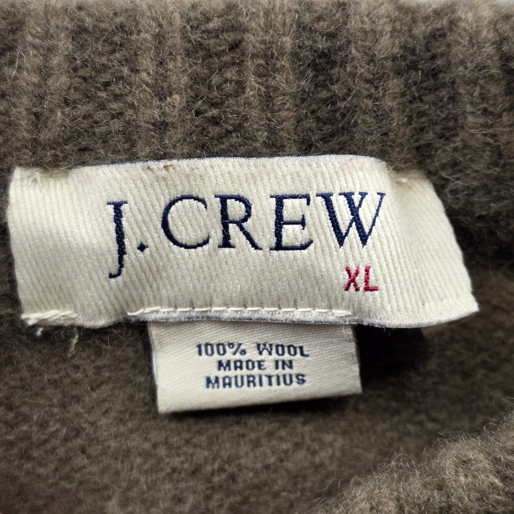 J.Crew Sweater XL Olive Brown Mens Regular Fit 100% Wool Raglan Crewneck Knit - Picture 5 of 8